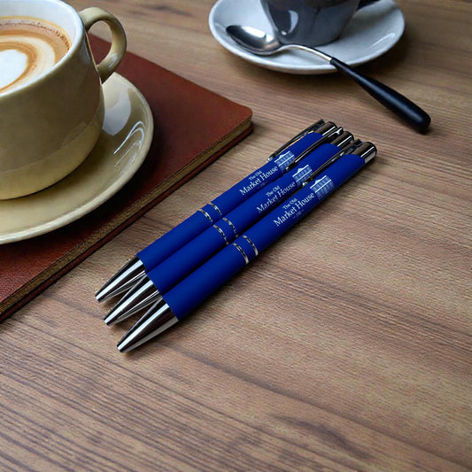 Aluminium ball pen with coloured body and rubber finish. Black ink